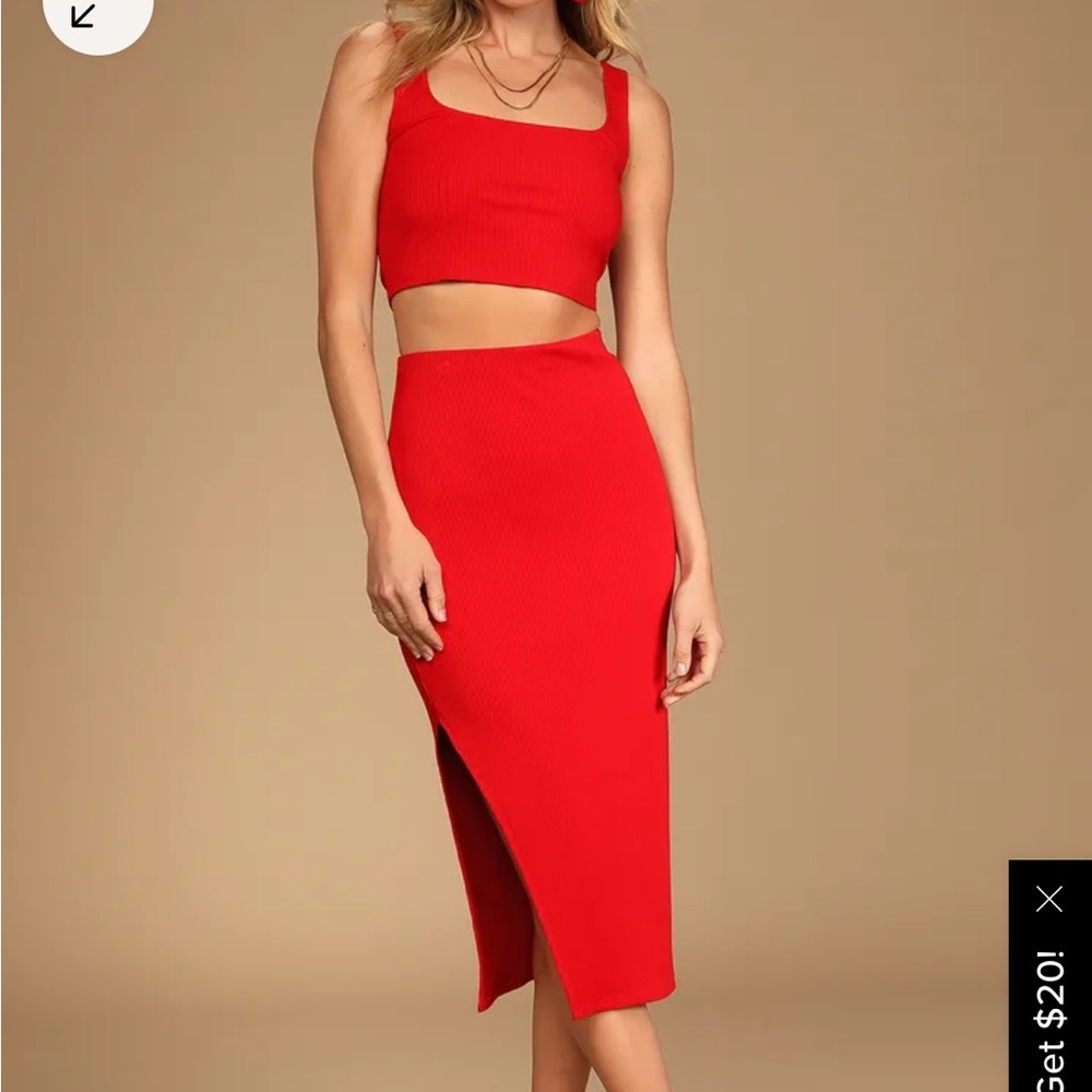 Red two piece skirt